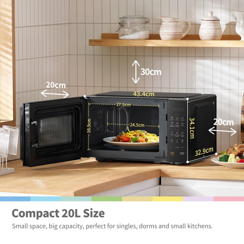 COMFEE' 20L Digital Microwave Oven, 700W Compact Countertop Microwave with Inverter, 6 Auto Menus, Multi-Stage Cooking, ECO Mode, Express Cook, Black - CMO-EM202NF(BK) - Image 2
