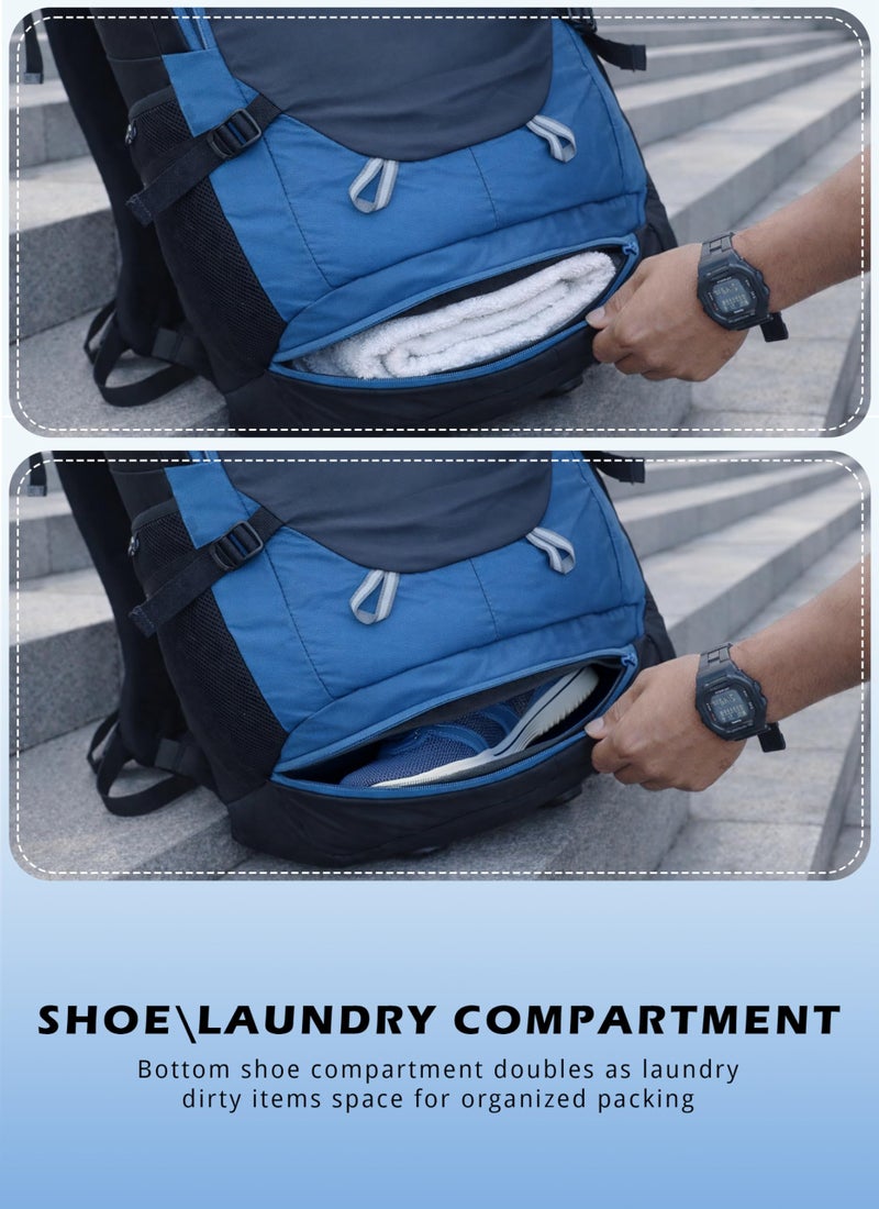 TRAWOC ALPHA 50 Litre Travel Backpack Water Resistant Daypack Bag for Cycling Trekking Hiking Camping for Men & Women, 3 Year Warranty, Sky Blue - Image 5