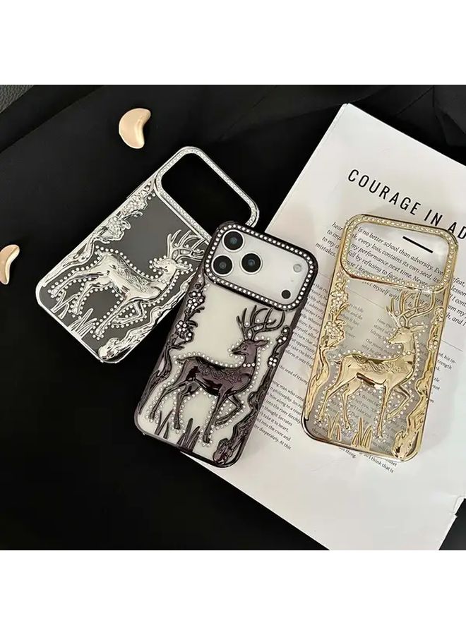 Orange 3D Electroplated Shiny Moose Phone Case for iPhone 12 Pro - Image 2