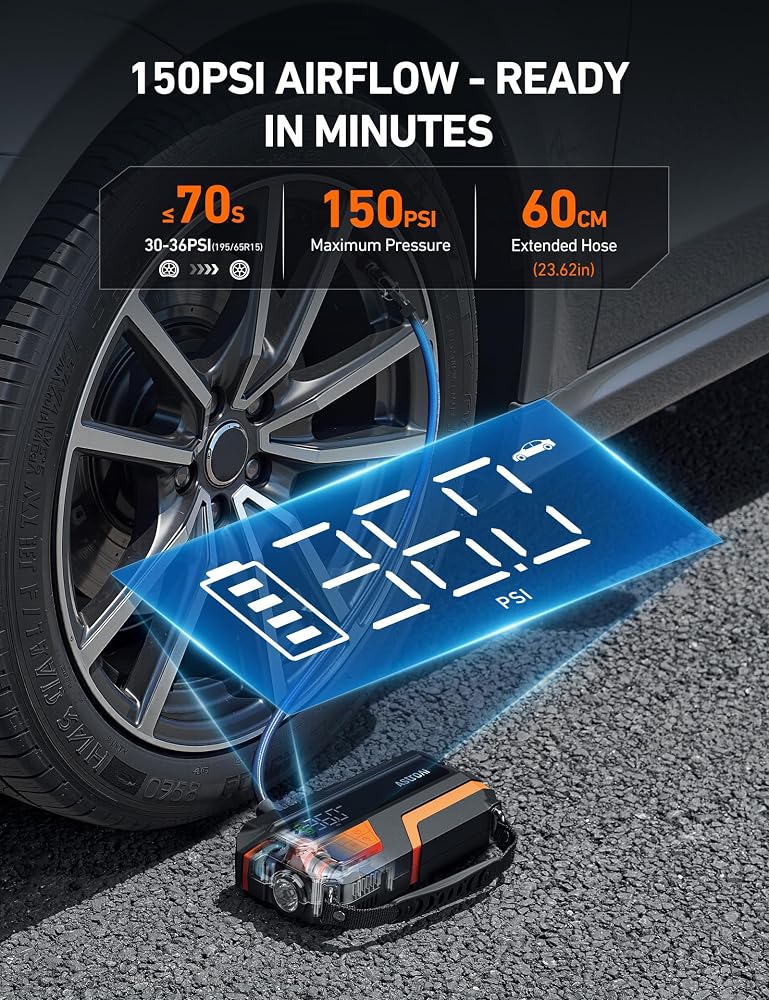 AstroAI Jump Starter Car Jump Starter with 150PSI Tyre Inflator - Image 3