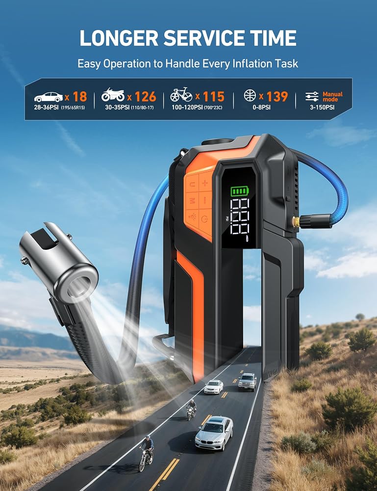AstroAI Jump Starter Car Jump Starter with 150PSI Tyre Inflator - Image 4