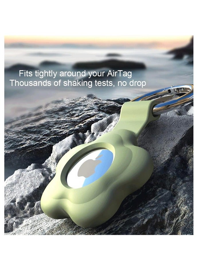 4 Pack Holder Case for Apple AirTag Tracker with Keychain Flower Silicone Protective Cover with Loop Key Ring for Kids Pets - Image 3