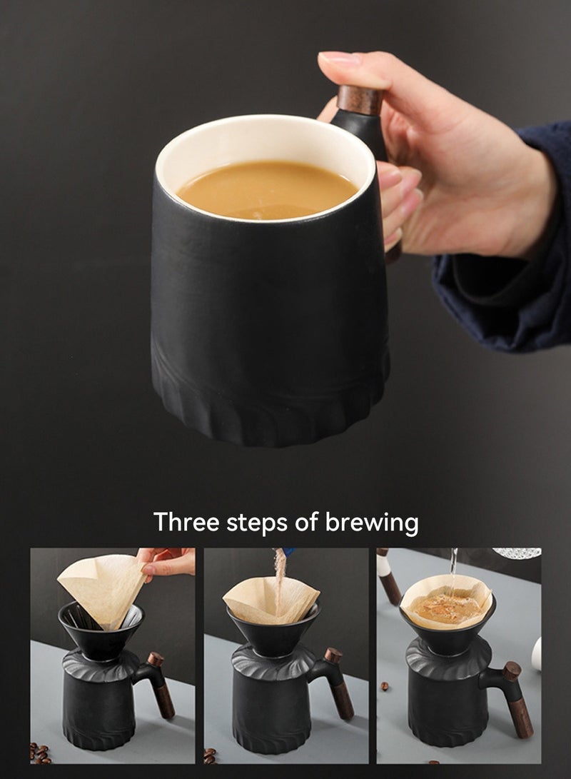LEOKOR Pour Over Coffee Maker Set with Permanent 60° Angled V-Shaped Coffee Dripper Ceramic Brewer Manual Coffee Maker for 1-2 Cup Black - Image 4