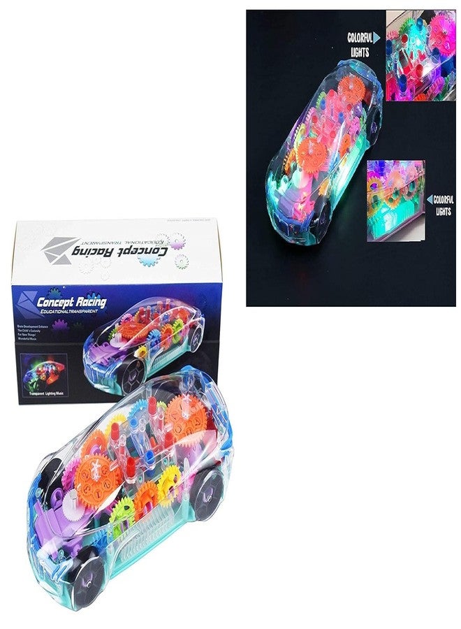 RPC99 Car Toy with Flashing Lights for Kids, 3D Lights Transparent360 Degree Rotating 3D Transparent Concept Toy Car for 2 to 5 Year Kids, Multicolor Boys & Girls, Multicolor - Image 2