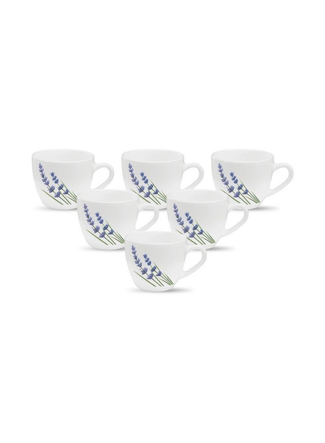 La Opala, Novo Collection Opal Glass Crockery | Cup Lily, Set of 6 | English Lavender, 150 ml | for Tea & Coffee | Microwave Safe | 100% Vegetarian | Toughened Extra Strong | Super Light | Super White - Image 1