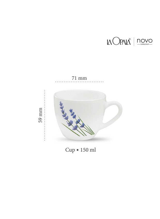 La Opala, Novo Collection Opal Glass Crockery | Cup Lily, Set of 6 | English Lavender, 150 ml | for Tea & Coffee | Microwave Safe | 100% Vegetarian | Toughened Extra Strong | Super Light | Super White - Image 2