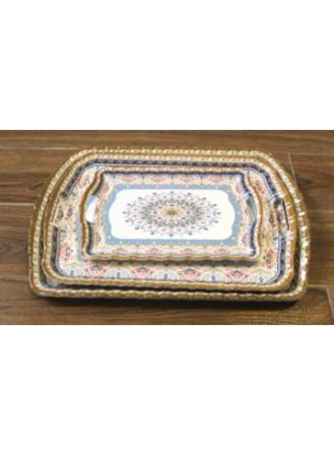 3pieces Melamine Serving Grip Tray Set - Image 4