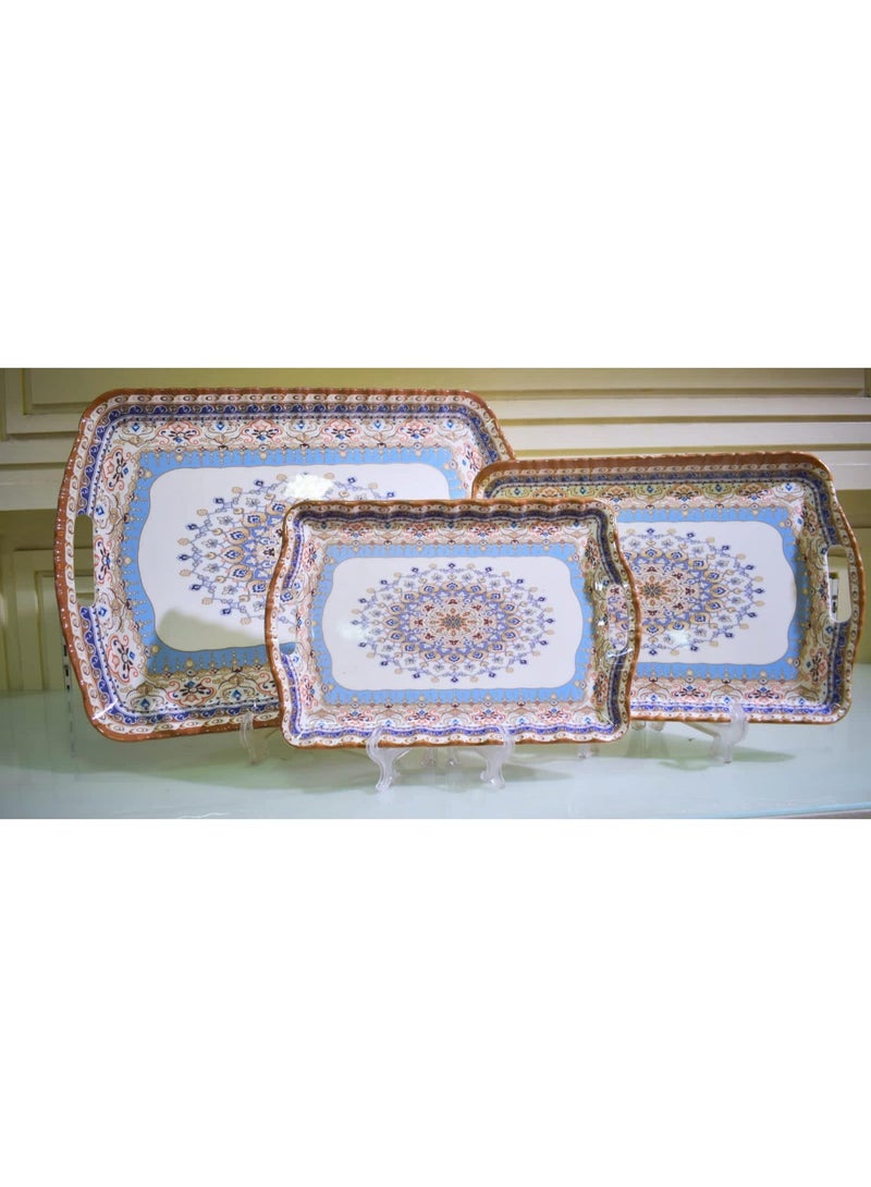 3pieces Melamine Serving Grip Tray Set - Image 1