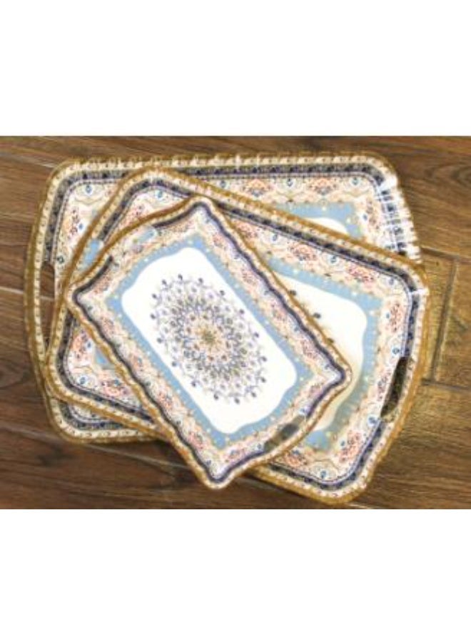 3pieces Melamine Serving Grip Tray Set - Image 2