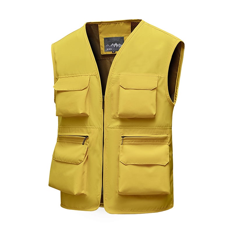 New Trend For Young And Middle-Aged People Outdoor Multi-Functional Work Vest Zipper Multi-Flap Pocket Pants Jacket Spring - Image 5