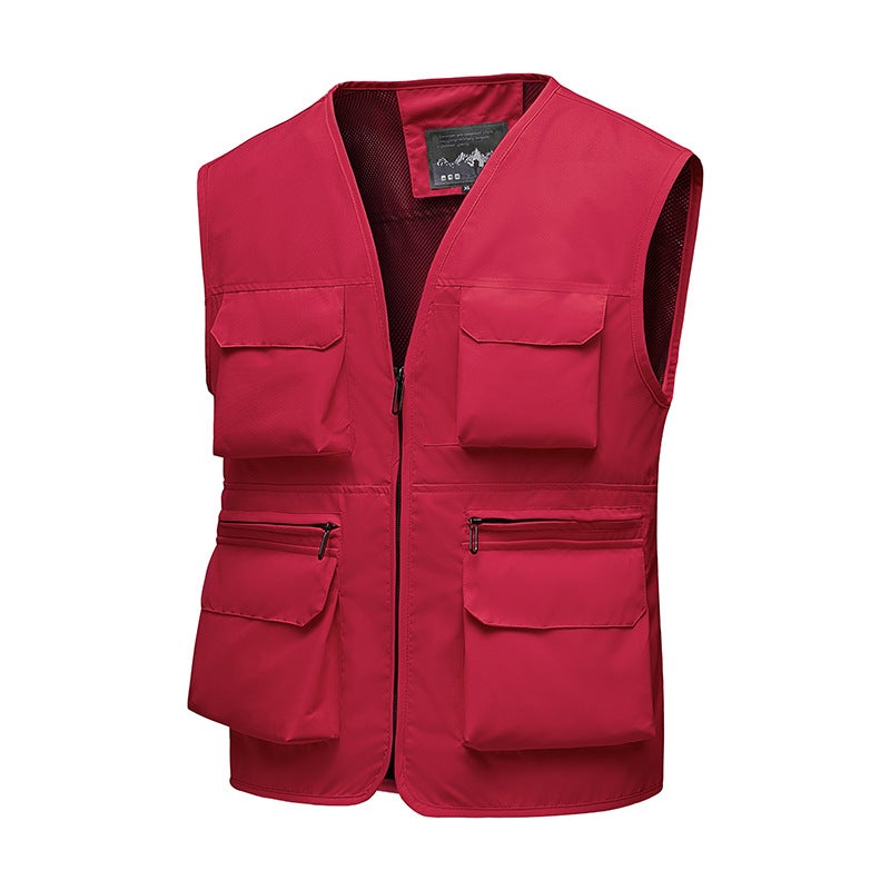 New Trend For Young And Middle-Aged People Outdoor Multi-Functional Work Vest Zipper Multi-Flap Pocket Pants Jacket Spring - Image 1