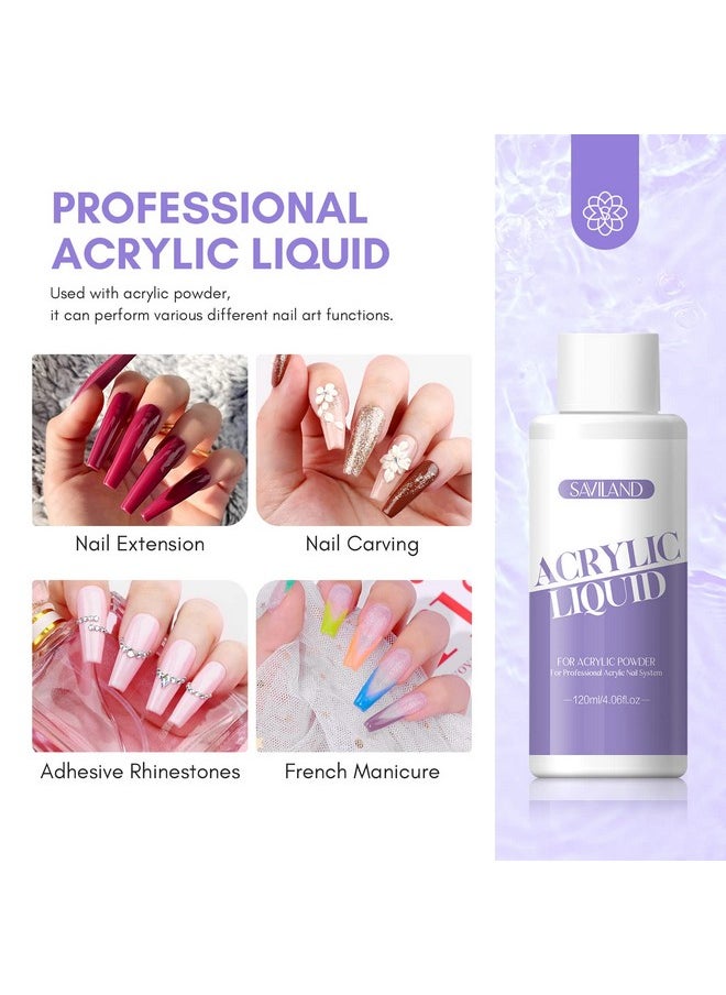 Saviland SAVILAND Monomer Acrylic Nail Liquid: 4 oz Acrylic Liquid Monomer with #12 Acrylic Nail Brush for Acrylic Powder Application, Non-Yellowing Acrylic Nail Monomer Liquid for DIY Home & Nail Salon Use  - Image 3