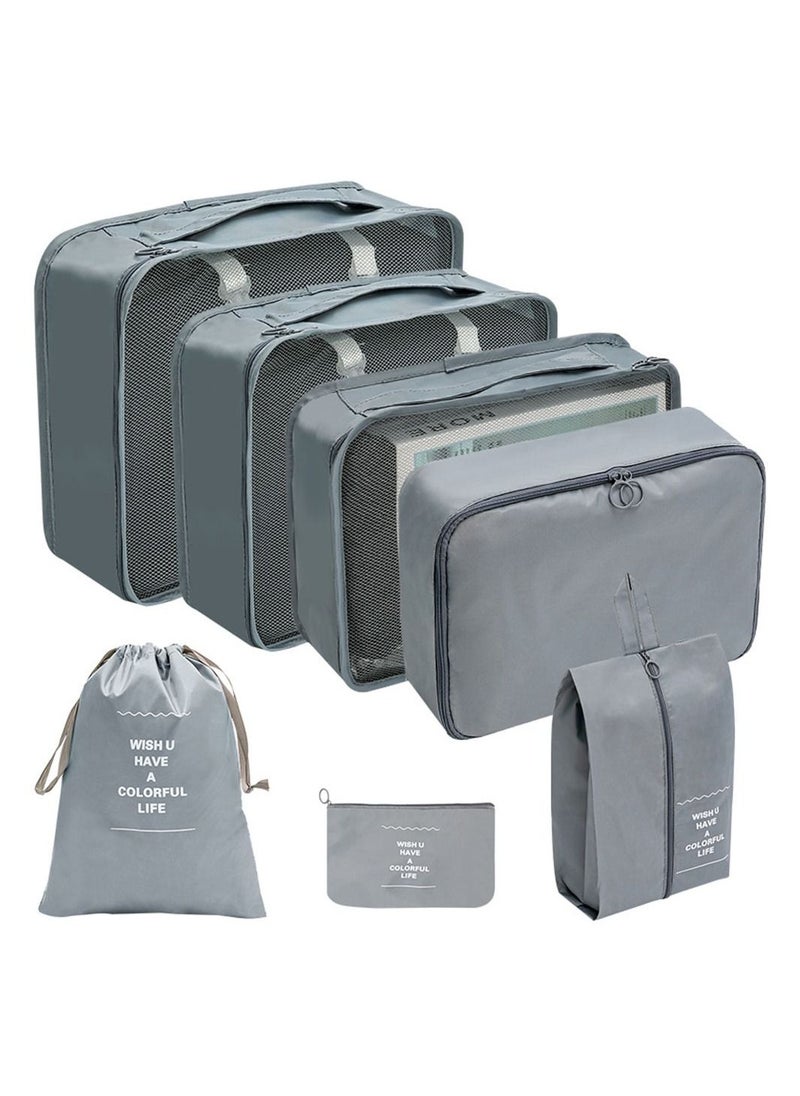 MissTiara - 7-Piece Travel Organizer Folding Set Grey - Image 1