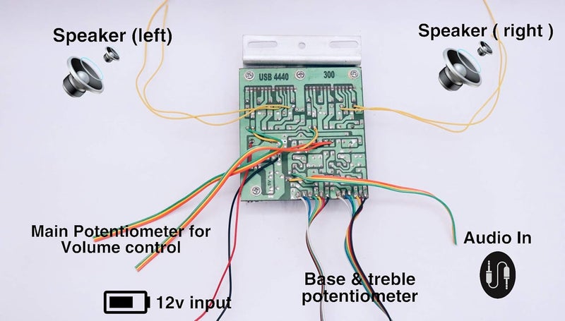 لوحات صوتية 4440 IC DIY 40 + 40 واط لوحة مضخم جسر ديود مع مقبض حجم الجهير والتريبل