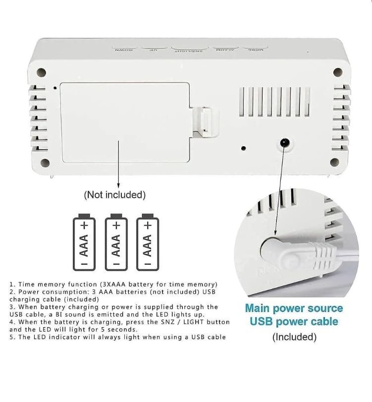 DERIKO Digital Alarm Clock Smart Table Alarm Clock Battery Operated Clock for Students Home Office Corporate with Automatic Sensor Date Temperature Digital Mirror Alarm Clock Silver - Image 4