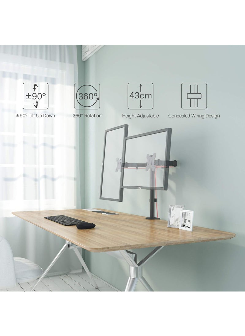 روك بو حامل شاشة LED مزدوج لشاشة LCD LED للمكتب، حامل شاشة ألعاب عالي التحمل، أذرع قابلة للتعديل بالكامل، تحمل شاشتين حتى 27 بوصة  - Image 2