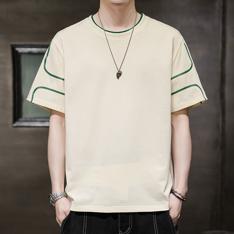 2023 Men's Short-sleeved T-shirt Loose Trendy All-match Fatty Extra Large Size Simple Solid Color Half-sleeved Base Shirt - Image 1