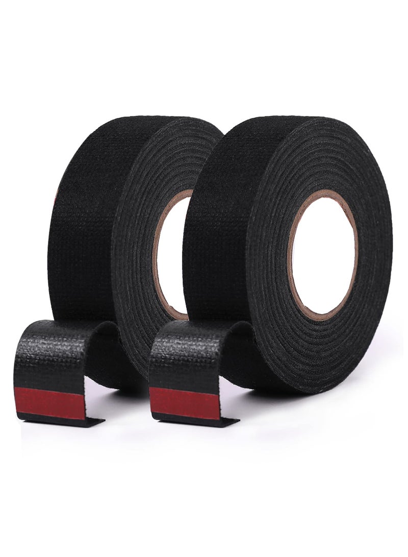 Generic 2 Pack (15mm * 12m)Professional Electrician Double Sided Tape, High Performance High Temperature Resistant Pet Fabric Automotive Wire Harness Tape, Suitable For Automotive Electrical Wrap Protection Noise Damping Cable Fixation, Black (15mm * 12m) - Image 1