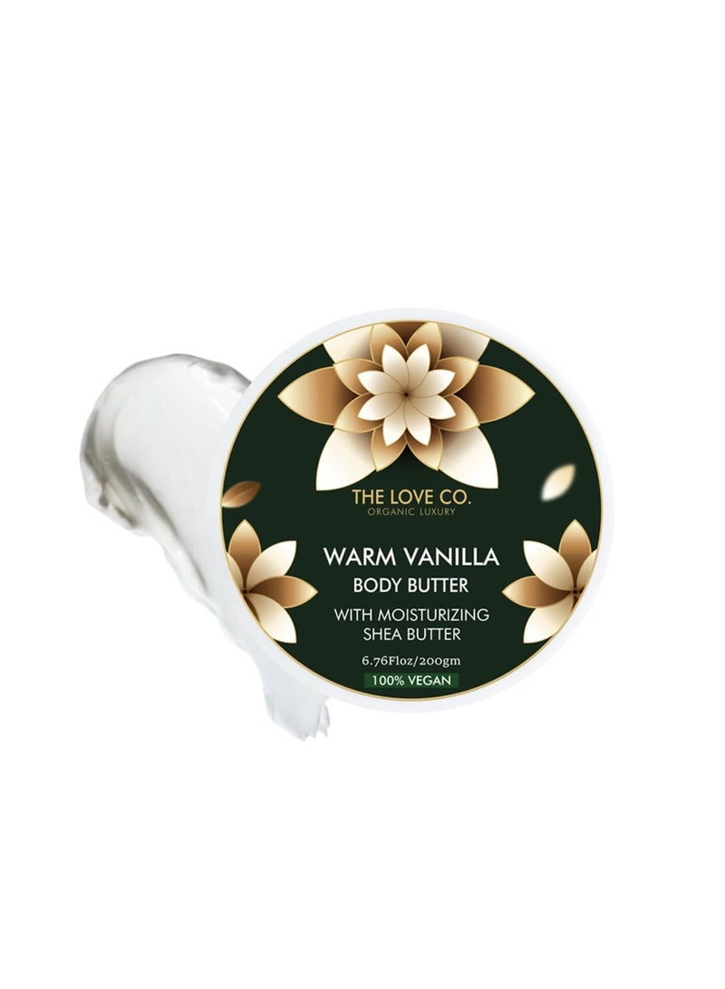 ذا لوف كو. كريم الجسم برائحة الفانيليا الدافئة 200 جم – ترطيب عميق يدوم 48 ساعة بزبدة الشيا النقية | كريم ترطيب غني للشتاء للنساء | يغذي وينعم البشرة الجافة ويمنحها ملمساً حريرياً - Image 1