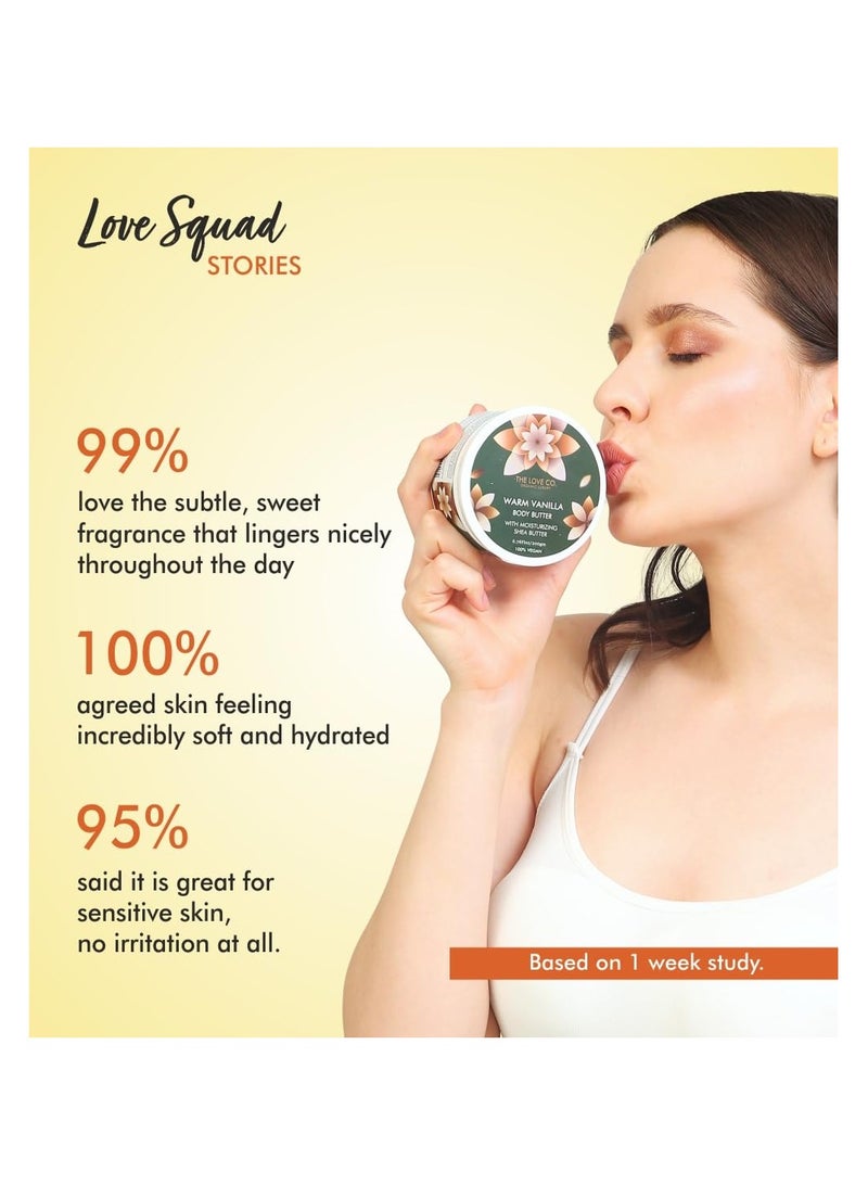 ذا لوف كو. كريم الجسم برائحة الفانيليا الدافئة 200 جم – ترطيب عميق يدوم 48 ساعة بزبدة الشيا النقية | كريم ترطيب غني للشتاء للنساء | يغذي وينعم البشرة الجافة ويمنحها ملمساً حريرياً - Image 5