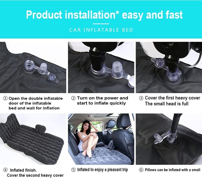 Car Inflatable Mattress for 2014-2019 Toyota Highlander, Backseat Air Bed Mobile Sleeping Pad Blowup Traveling Cot Portable Resting Mat Rear Trunk Cushion - Image 5