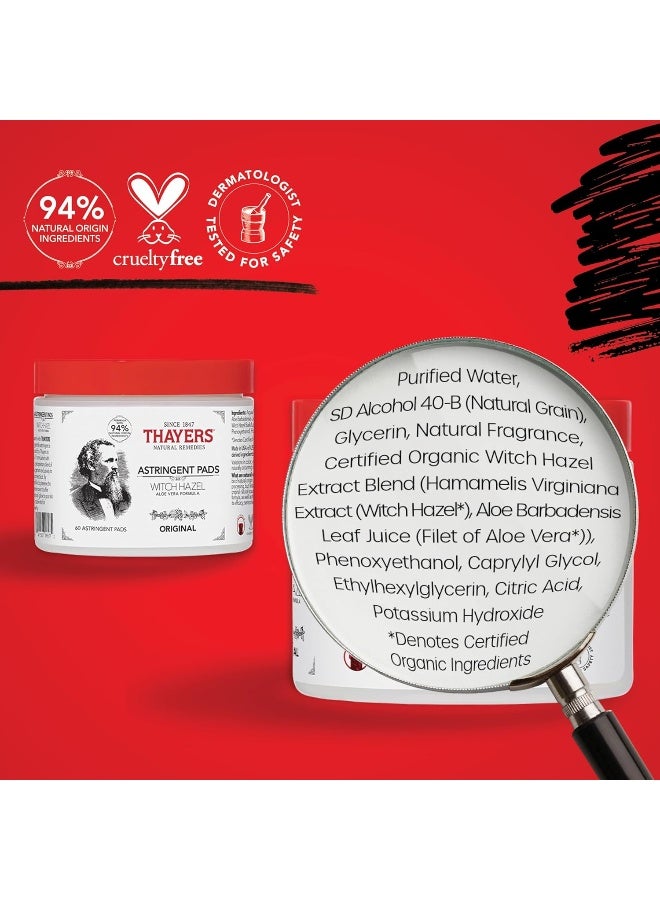 THAYERS Witch Hazel With Aloe Vera - 60 Pads - Image 5
