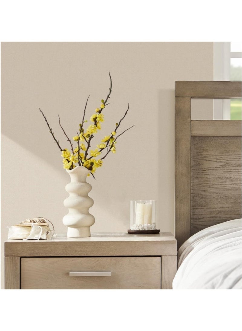 كيلا مزهريات خزفية بيضاء عصرية مزخرفة، قطعة واحدة، لديكور المنزل، مزهرية تجريدية بسيطة لعشب البامباس، مزهرية زهور بوهو، مزهرية كريمية أنيقة - Image 2