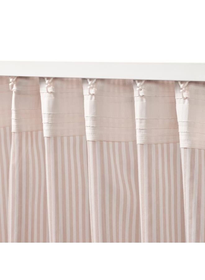 Zaboon Curtains, 1 pair, with heading tape/white/beige striped, 120x300 cm - Image 4