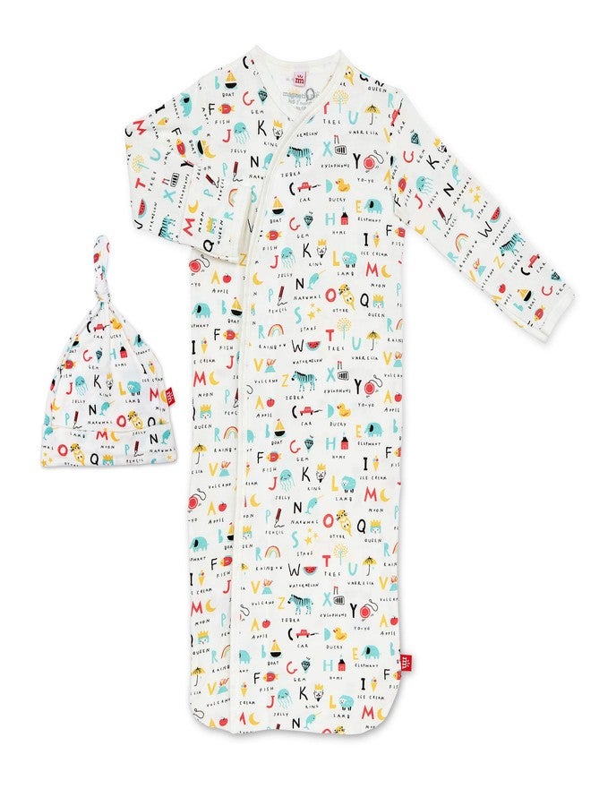 Magnetic Me Modal Newborn Sleeper Gown & Hat Set | Silky Soft Modal Fabric Sleep Sack | Abc Love | 0-3 Months