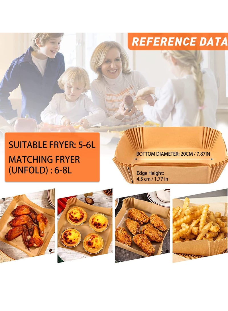 100 Pcs Air Fryer Disposable Paper Liner, 20cm Air Fryer Liners Square, Parchment Paper for Baking Roasting Microwave, Baking Paper for Air Fryer Water-proof,  - Image 3