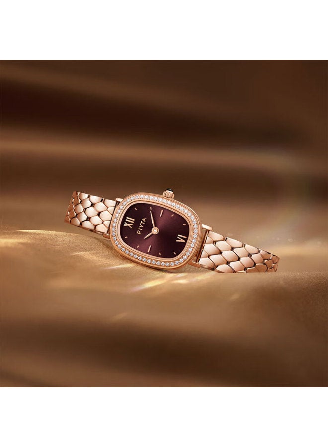 Fiyta Qingcheng Series, Chocolate Brown Dial With Rose Gold Steel Band Women's Watch, Holiday Gift For Wife - Image 2