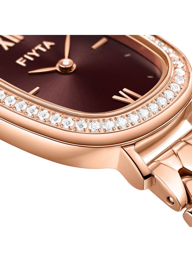Fiyta Qingcheng Series, Chocolate Brown Dial With Rose Gold Steel Band Women's Watch, Holiday Gift For Wife - Image 5