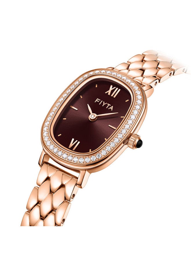 Fiyta Qingcheng Series, Chocolate Brown Dial With Rose Gold Steel Band Women's Watch, Holiday Gift For Wife - Image 4
