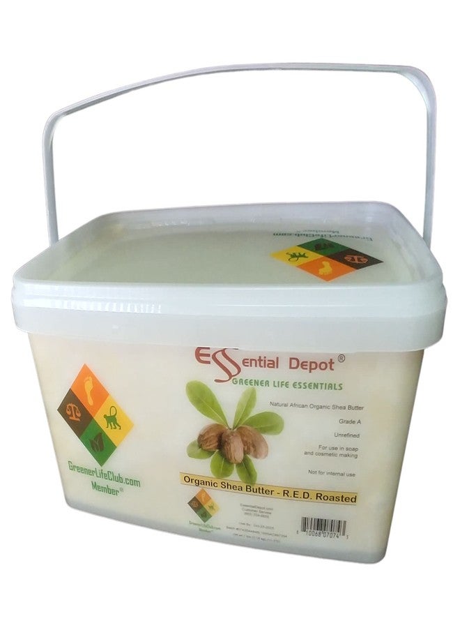 Essential Depot Shea Butter - Grade A - Organic - Unrefined - 7 lbs in a PP Pail - R.E.D. Roasted - microwavable container with resealable lid and removable handle - Image 1