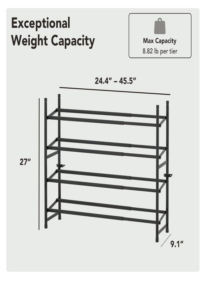 Displays By Jack 4-Tier Stackable Shoe Rack, Set of 2 Extendable Metal Organizers – Adjustable 24.4–45.5 in Width for Entryway, Closet, Bedroom - Image 5