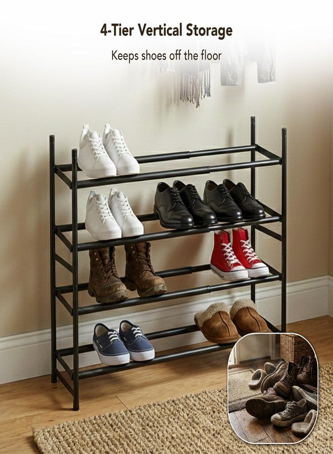 Displays By Jack 4-Tier Stackable Shoe Rack, Set of 2 Extendable Metal Organizers – Adjustable 24.4–45.5 in Width for Entryway, Closet, Bedroom - Image 4