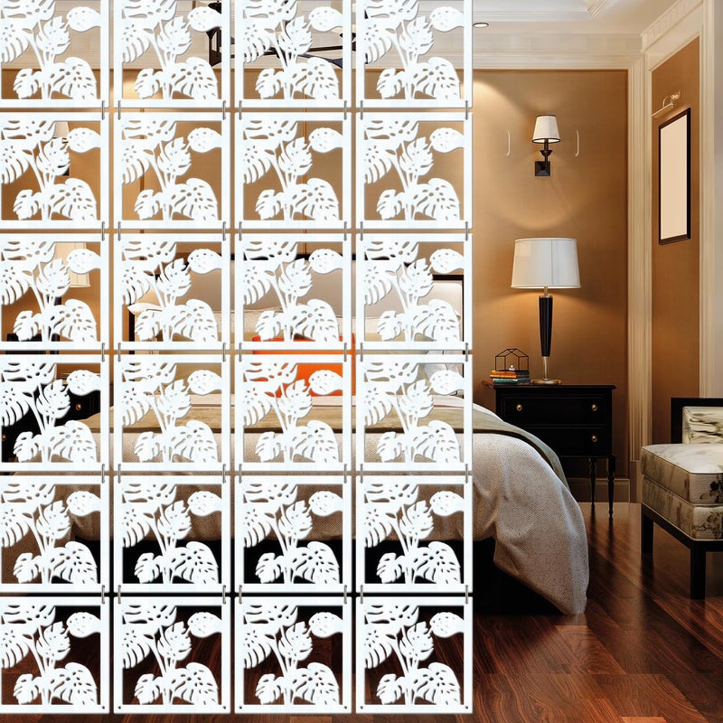 Olive Tree Wooden Room Divider for Living RoomElegant and Modern Hanging StyleScreen Partition for Decorate Bedroom Dining Room Aesthetic Separator for Home 12 Panels 115X115White8047 - Image 1