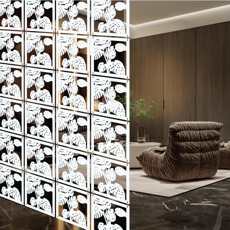 Olive Tree Wooden Room Divider for Living RoomElegant and Modern Hanging StyleScreen Partition for Decorate Bedroom Dining Room Aesthetic Separator for Home 12 Panels 115X115White8047 - Image 2