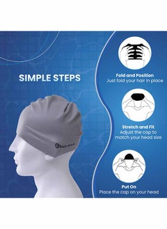 ENDLESS  Endless EL1019 Classic Comfortable Plain Silicon Swimming Cap | Silver | Material : Silicon | Elastic Waterproof Swimming Cap for Long and Short Hair with Thicker Edge | For Adults, Women and Men  - Image 5