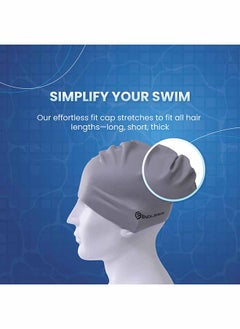 ENDLESS  Endless EL1019 Classic Comfortable Plain Silicon Swimming Cap | Silver | Material : Silicon | Elastic Waterproof Swimming Cap for Long and Short Hair with Thicker Edge | For Adults, Women and Men  - Image 3