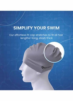ENDLESS  Endless EL1019 Classic Comfortable Plain Silicon Swimming Cap | Silver | Material : Silicon | Elastic Waterproof Swimming Cap for Long and Short Hair with Thicker Edge | For Adults, Women and Men  - Image 4