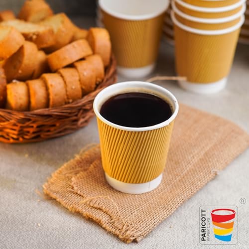 PARICOTT 200ml – 25 Cups | Ripple Paper Cups | Disposable Coffee & Tea Cups for Hot Drinks | Leak-Resistant, Sturdy & Eco-Friendly | Ideal for Office, Home, Events, Travel & Parties - Image 2