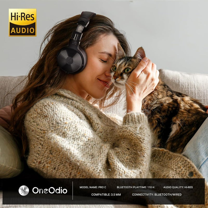 OneOdio Bluetooth Over Ear Headphones - Wireless/Wired 110 Hrs Stereo Bluetooth Headsets Foldable Headset With Deep Bass 50Mm Neodymium Drivers For Pc/Phone - Studio Wireless(Y80B) - Image 2