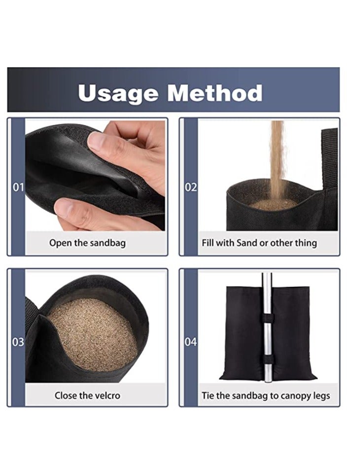 Heavy Duty Canopy Weight Bags - 4 Pack Double-Stitched Sandbags for Tent Legs, Gazebo, Patio Umbrella Base, Outdoor Pop Up Tent, Sun Shelter, Pool Ladder - Image 2