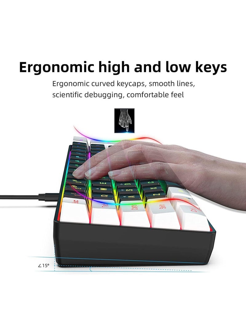 Rock Pow Wired Gaming Keyboard and Mouse Combo Include Mini 60% Merchanical Feel Keyboard Ergonomic Design - Image 4