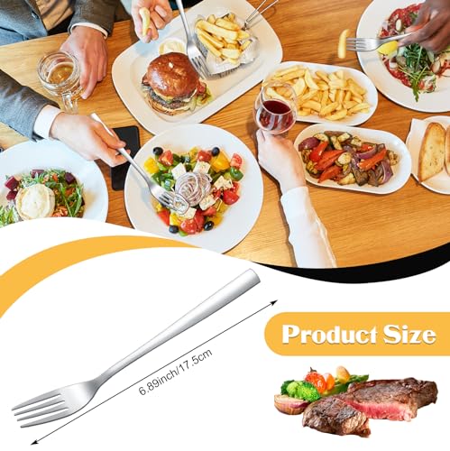 Minatee 100 Pieces Dinner Forks Bulk Set 8 Inches Stainless Steel Metal Forks Silverware Flatware Mirror Polished Salad Cutlery for Home Kitchen Restaurant Eating Silverware Utensils - Image 3