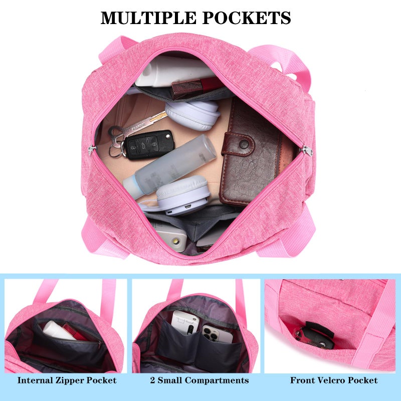 Leamekor Mini Gym Bag for Women Girls, 12 inch Small Gym Tote, Lightweight Small Carry On Duffle Bag for Travel Sports (Rose) - Image 5