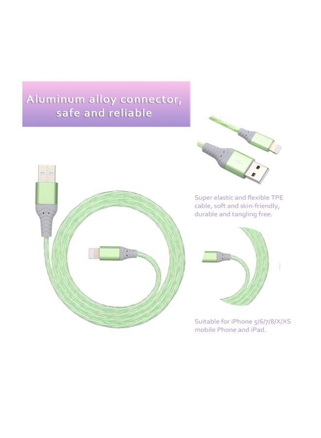 كابل USB لأبل آيفون 5/ 6/ 7/ 8 /X/ XS آي باد أخضر - Image 2