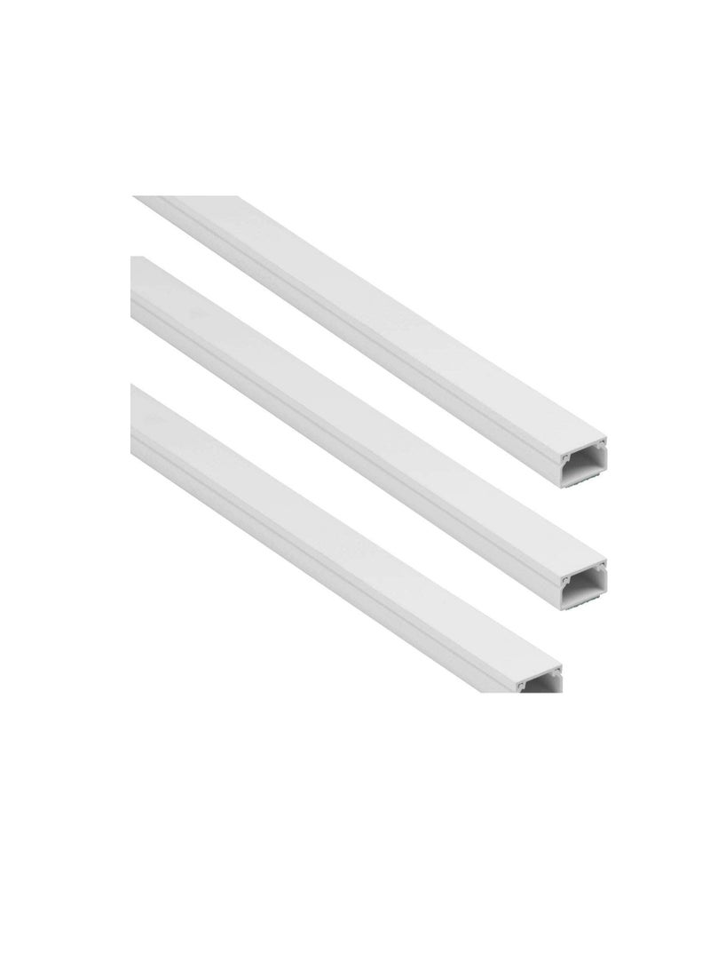 90cm Square Cable Box Self Adhesive PVC Trunking White Wall Cord Cover Cable Concealer On-Wall Wire Cover Paintable Cable Management Raceway to Hide Wires - Pack of 3 (3pcs - 10x10x900mm)  - Image 1