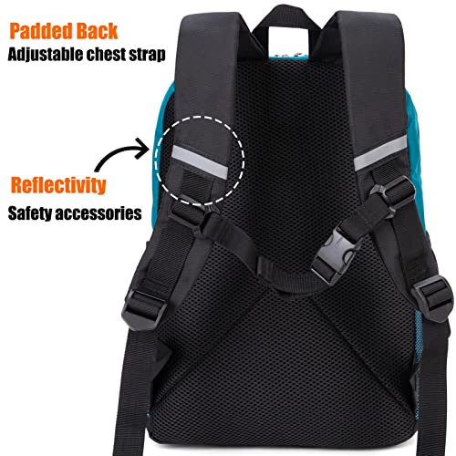 HawLander Little Kids Backpack for Boys or Girls, Toddler School Bag Fits 3 to 6 years old, D Green Blue, 15 Inch - Image 3